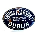 Smith & Pearson, Newcomen Ironworks, Dublin, oval enamel sign,