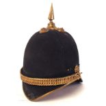 Connaught Rangers blue cloth helmet, a late 19th century home-service helmet by Hawkes & Co.