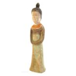 Chinese Tang Dynasty terracotta figure of a female courtier,