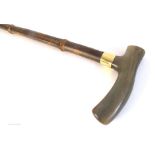 A rhino-horn handled walking cane, 34" (86cm) long.