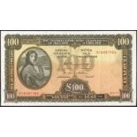 Banknotes, Central Bank of Ireland, 'Lady Lavery', One Hundred Pounds, 4-4-77, 01B097763,
