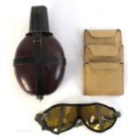 1939-1945 German, Deutsche Afrika Korps water bottle and goggles.