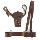 Collection of military uniform belts and fittings.