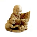 Japanese Meiji period (1868-1912) carved ivory netsuke, by Hiromitsu,