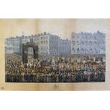 1821 Public Entry Into the City of Dublin of George IV. Hand coloured aquatint engraving by R.