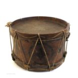 A George III side-drum and two Unionist flags, the drum shell painted with a compass rose,