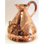 Circa 1900 Dublin Irish copper jug, applied to the front with oval brass label reading "J.