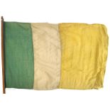 Early 20th century linen tricolour, the old-style green, white and gold flag,