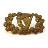 Roscommon Militia collar badge. A pre-1881, metal Roscommon Militia collar badge.