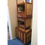 A PAIR OF HARDWOOD PEDESTALS with frieze drawers together with a side cabinet en suite (3)