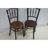 A GOOD SET OF EIGHT BENTWOOD CHAIRS each with a curved top rail and baluster splat with shaped seat