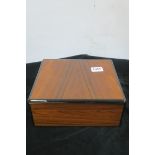 A KINGWOOD HUMIDOR of rectangular form the hinged lid with containing compartments inscribed