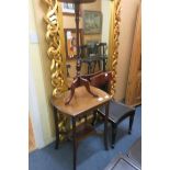 A VICTORIAN MAHOGANY SIDE CHAIR together with an occasional table and jardiniere stand and a gilt