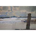 JOHN SKELTON HARBOUR SCENE WITH SAILING BOATS A Watercolour Signed lower right 34cm x 44cm
