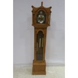 A PINE LONG CASE CLOCK with silver and brass dial inscribed Tempus Fugit