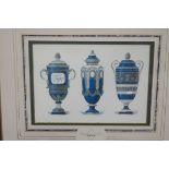 A SET OF FOUR COLOUR PRINTS depicting various designs for Sevres China 20cm x 30cm together with