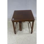 A KINGWOOD CROSS BANDED COFFEE TABLE of square form containing a drop leaf table 53cm (h) x 56cm