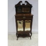 A 19TH CENTURY MAHOGANY SIDE CABINET the superstructure with bevelled glass mirror a moulded shelf