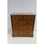 A 19TH CENTURY MAHOGANY CHEST of two short and three long drawers on moulded base 118cm (h) x 115cm