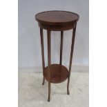 A MAHOGANY TWO TIER JARDINIERE STAND with satinwood string inlay 96cm x 35cm
