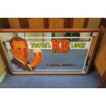 AN ADVERTISING MIRROR for Tooths KB Lager inscribed A Real Drink 52cm x 92cm