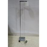 A RETRO CHROME FLOOR STANDARD LAMP with opaline shade 140cm (h)
