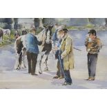 ANTHONY J AVERY HORSE TRADING A watercolour Signed lower right 37cm x 54cm
