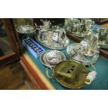 A COLLECTION OF PLATED WARE to include a four piece hotel ware tea and coffee service two plated