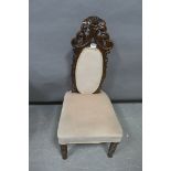 A 19th CENTURY MAHOGANY AND UPHOLSTERED SIDE CHAIR,