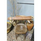 A BENTWOOD ELBOW CHAIR together with a hardwood and brass telescopic tripod