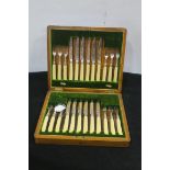 A TWENTY FOUR PIECE SILVER MOUNTED AND IVORY HANDLE FRUIT SET IN CASE SHEFFIELD 1894