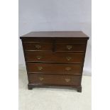 A 19TH CENTURY MAHOGANY CHEST of two short and three long drawers on bracket feet 105cm (h) x 102cm