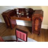 A VERY FINE AND IMPRESSIVE 19TH CENTURY MAHOGANY AND MARQUETRY PEDESTAL SIDEBOARD,