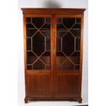 A 19TH CENTURY MAHOGANY WARDROBE the moulded cornice above a pair of astragal glazed and panelled