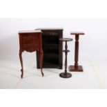 A CONTINENTAL CHERRYWOOD OCCASIONAL TABLE with two frieze drawers together with an oak smokers