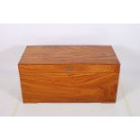 A VERY FINE CAMPHOR WOOD TRUNK of rectangular outline the hinged lid with brass sunken handle