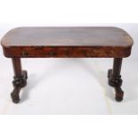 A 19TH CENTURY ROSEWOOD LIBRARY TABLE the rectangular top with rounded ends with two frieze