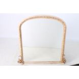 A CONTINENTAL CARVED WOOD AND POLYCHROME HALL MANTEL MIRROR the rectangular arched plate flower