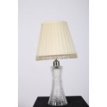 A WATERFORD CUT GLASS TABLE LAMP the cylindrical spreading column with pleated shade 85cm (h)