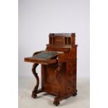 A VERY FINE 19TH CENTURY BURR WALNUT METAMORPHIC DAVENPORT the superstructure with pierced gallery