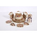 A 19TH CENTURY ROYAL CROWN DERBY THIRTY PIECE TEA SET comprising six cups five plates coffee pot