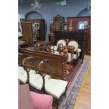 A GOOD 19TH CENTURY MAHOGANY BED the rectangular panelled and upholstered headboard between knopped