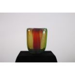 A MULTICOLOURED GLASS VASE of ovoid tapering form 35cm (h) x 29cm (w)