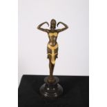 AFTER CHIPARUS AN ART DECO DESIGN BRONZE AND GILT FIGURE modelled as an eastern dancer shown