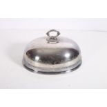 A 19TH CENTURY SILVER PLATED MEAT COVER of ovoid form with scroll and bead work handle