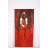 MODERN SCHOOL STUDY OF A FEMALE Oil on canvas 180cm x 90cm