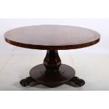 A GOOD 19TH CENTURY MAHOGANY POD TABLE the circular moulded top above a faceted spreading column a