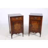 A PAIR OF 19TH CENTURY ROSEWOOD AND MARQUETRY PEDESTALS each of rectangular form with frieze