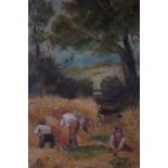 AFTER BERKET FOSTER THE HARVEST FIELD Oil on board Inscribed verso 20cm x 15cm