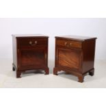 A PAIR OF GEORGIAN DESIGN MAHOGANY PEDESTALS each of rectangular outline with frieze drawer and